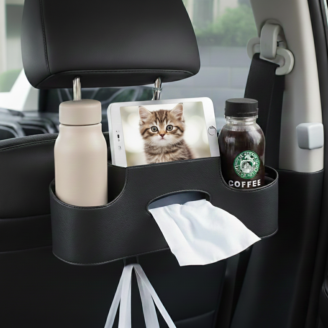 큐히트 차량용 뒷자석 수납함, 블랙, 1개