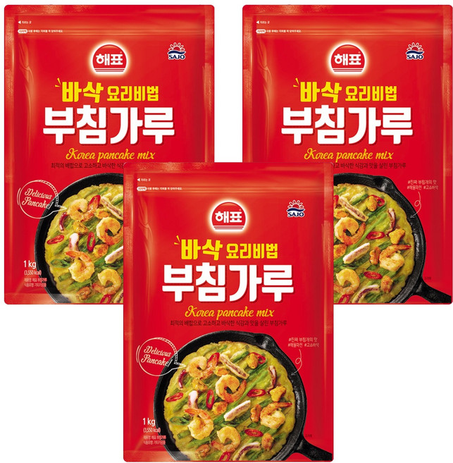 해표 부침가루, 3개, 1kg