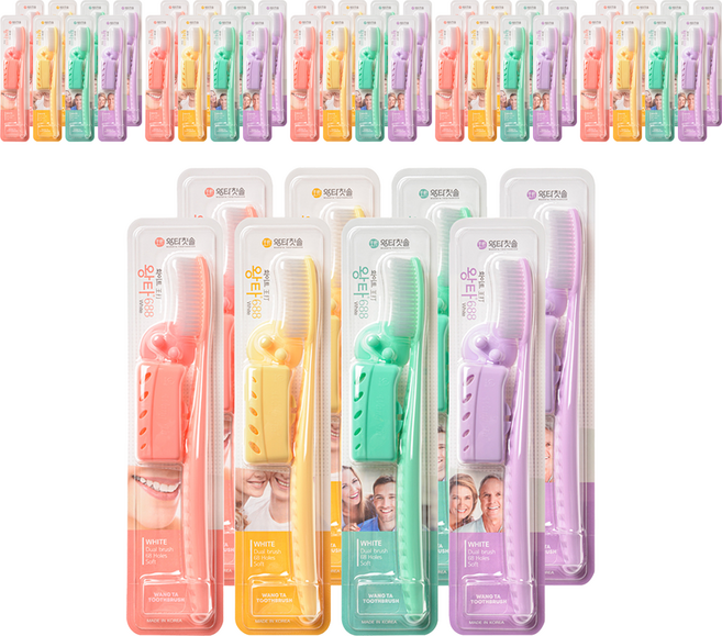 왕타 파스텔 칫솔 세트, 8개입, 6세트