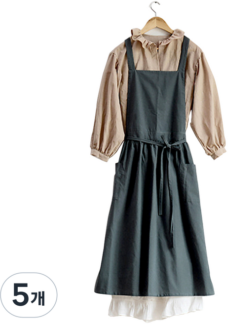 인블룸 방수 린넨 원피스 앞치마, 미드나잇 그린, 5개