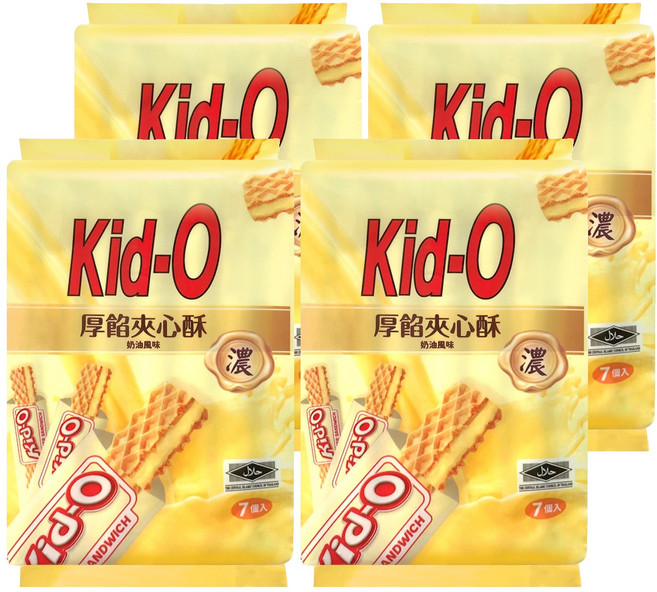 Kid-O 厚餡夾心酥 奶油風味, 91g, 4袋