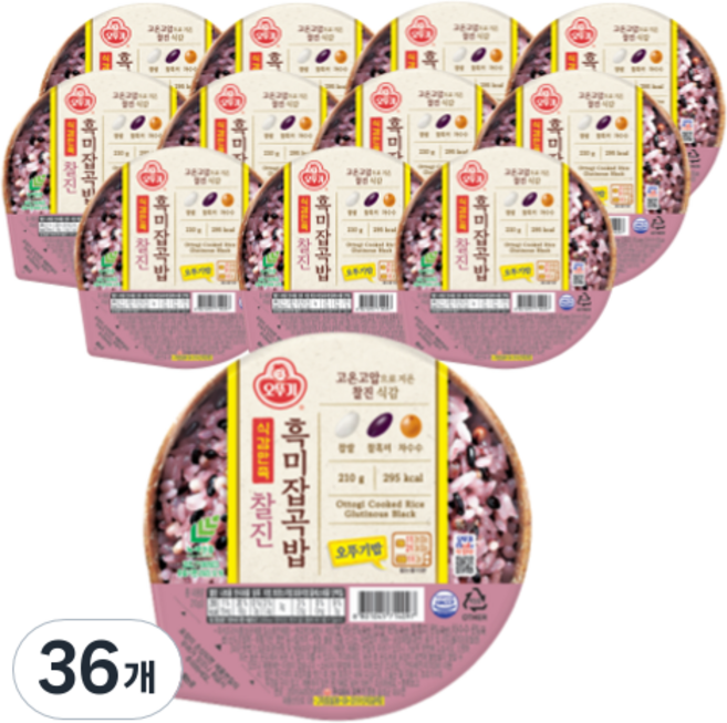 오뚜기 식감만족 찰진 흑미잡곡밥, 210g, 36개