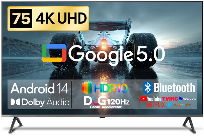 창홍 4K UHD LED 스마트 DLG 120Hz 돌비 AI 구글 5.0 TV, 189cm(75인치), U75M9, 벽걸이형, 방문설치