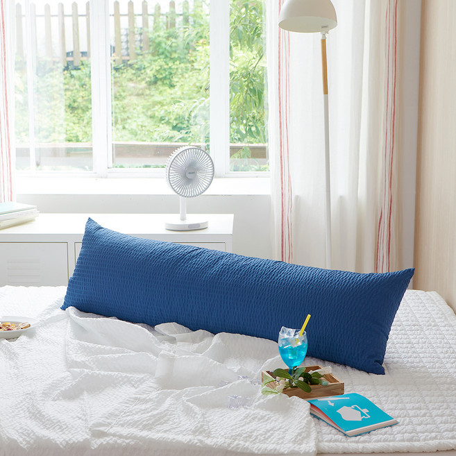 코멧 홈 시어서커 롱 바디 필로우, 네이비