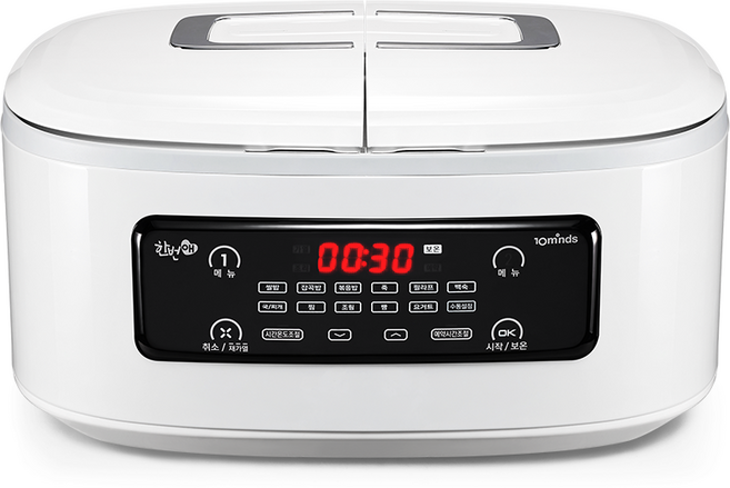 텐마인즈 스마트 쿠커 한번애 화이트 + 찜용기 2p + 계량컵 160ml + 국자 + 주걱, HBA-01