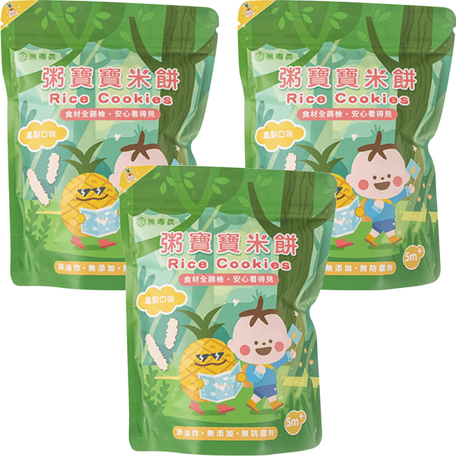 粥寶寶 米餅, 鳳梨, 50g, 3包