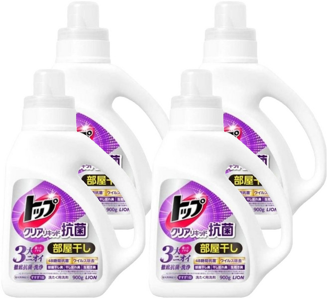LION 獅王 Top 抗菌24H洗衣精, 900g, 4瓶