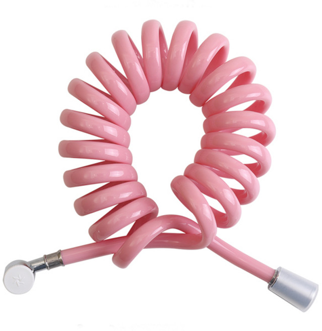 아쿠아듀오 물때X꼬임방지 스프링 샤워기호스 + 스패너, 3m, 핑크