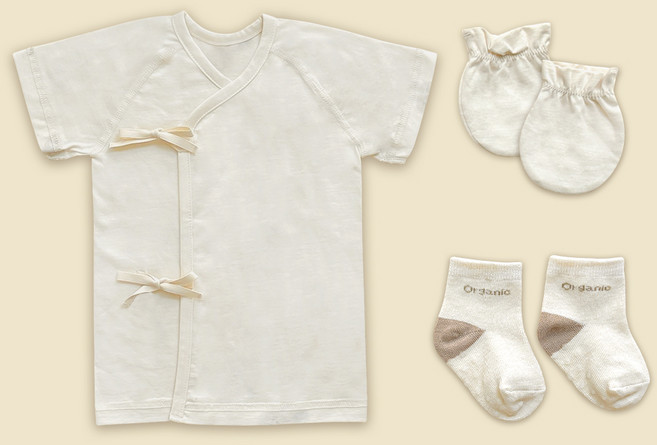 ikii 유아용 오가닉 배냇저고리 3종 출산 세트 반소매