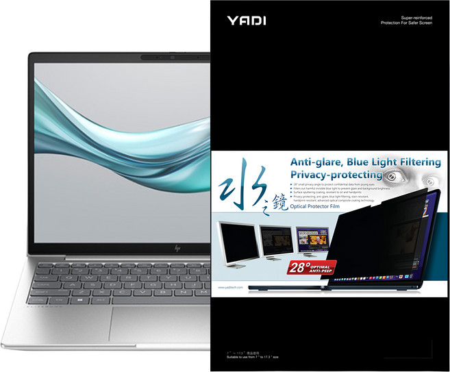 YADI 亞第 靜電吸附 16:10 水之鏡防窺片 HP Elitebook 630 G11專用 PF4PPA-W130, 1個
