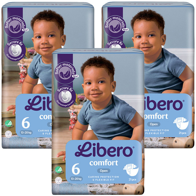 Libero 麗貝樂 嬰兒紙尿褲 Comfort 第6階段 13~20kg 21片, 3套, XL