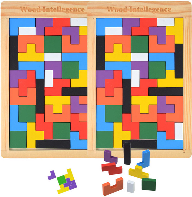 KY I&D 해피 원목 테트리스 퍼즐 40p, 혼합색상, 2개