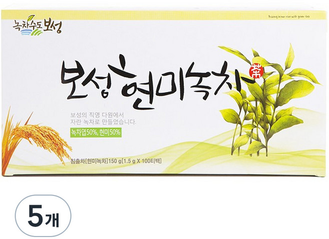 녹차수도보성 현미녹차 티백, 1.5g, 100개입, 5개