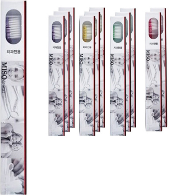 미소덴탈 성인 이중슬림모 칫솔 랜덤발송, 12개, 1개입