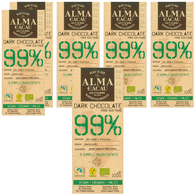 알마카카우 유기농 다크초콜릿 99%, 100g, 6개