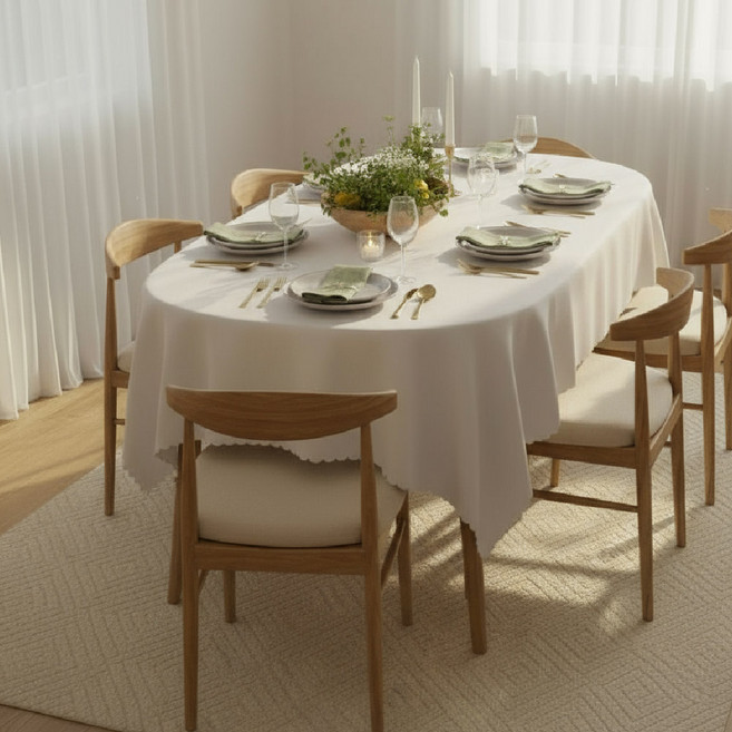 로그로 식탁 테이블보 행사용, 화이트, 대(160 x 280 cm), 1개