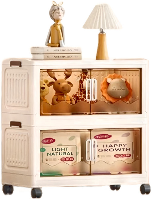 磁吸折疊收納箱 二層, 透明色, 1個