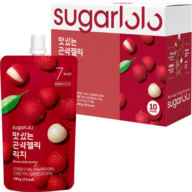 슈가로로 맛있는 곤약젤리 리치, 150g, 10개