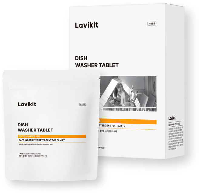 라비킷 식기세척기 세제 고체형 60정, 240g, 1개