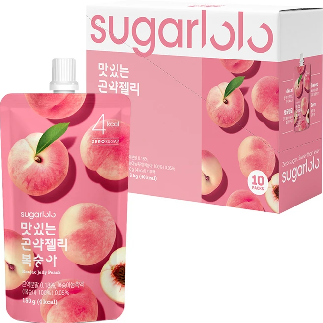 슈가로로 맛있는 곤약젤리 복숭아, 10개, 150ml - 쿠팡