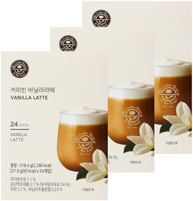 커피빈 바닐라라떼, 21.6g, 24개입, 3개