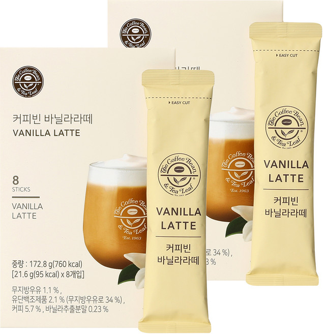 커피빈 바닐라라떼, 21.6g, 8개입, 2개