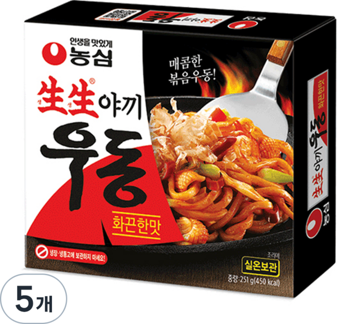 생생야끼우동 화끈한맛 251g, 5개