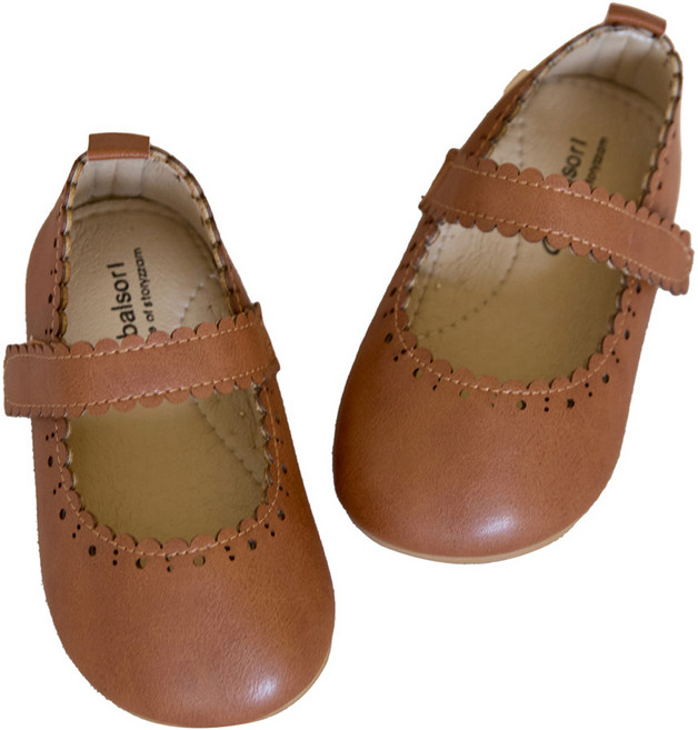 발소리 베이비잼 여아용 웨이비 펀칭 플랫 슈즈