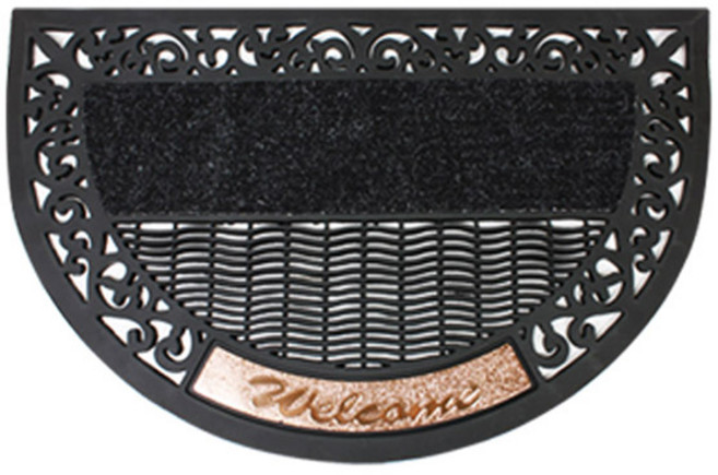 리드홈 럭셔리 인테리어 현관매트 반원형, 골드 + 블랙, 1개