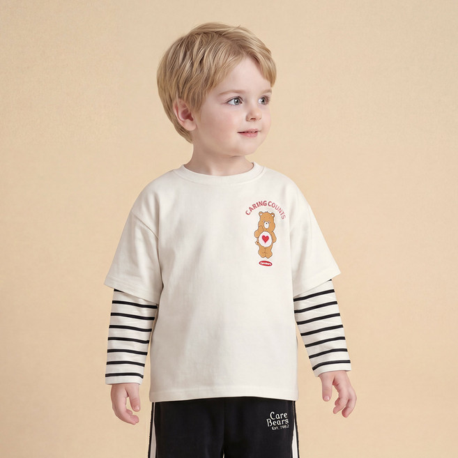 케어베어 텐더하트베어 레이어드 티셔츠