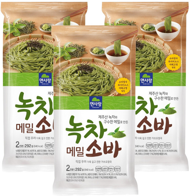 면사랑 녹차 메밀 소바, 292g, 3개