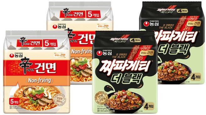 짜파게티 더 블랙 116g 8p + 신라면 건면 97g 10p, 1세트