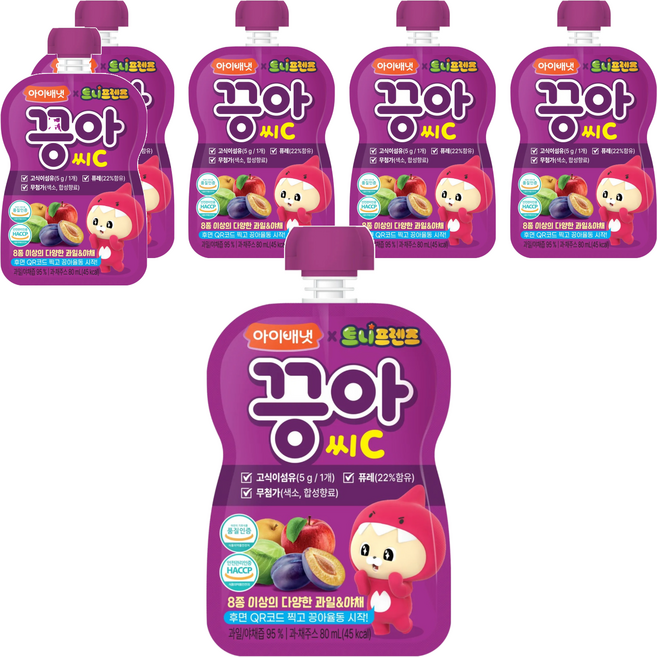 韓國 ivenet 蔬果泥C 葡萄蘋果風味, 80ml, 6包