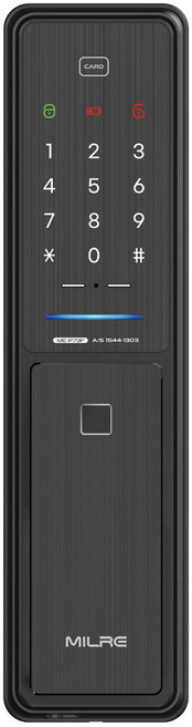 Milre 美樂 免鑽孔推拉式指紋辨識含把手電子鎖 ME-P73F + 4張卡片鑰匙組, 顧客自行安裝