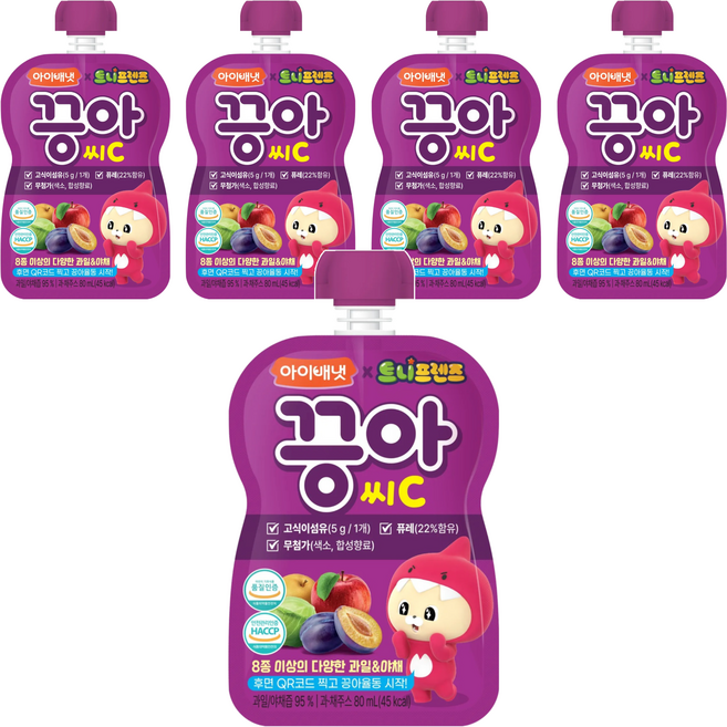 韓國 ivenet 蔬果泥C 葡萄蘋果風味, 80ml, 5包