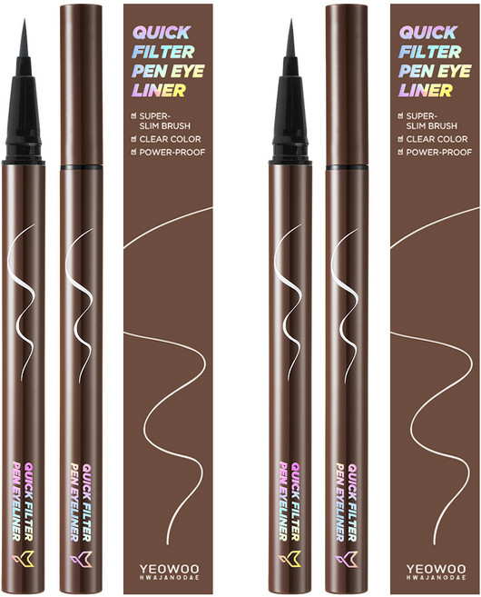 여우화장대 워터프루프 퀵필터 펜 아이라이너 0.5g, 딥브라운모카, 2개
