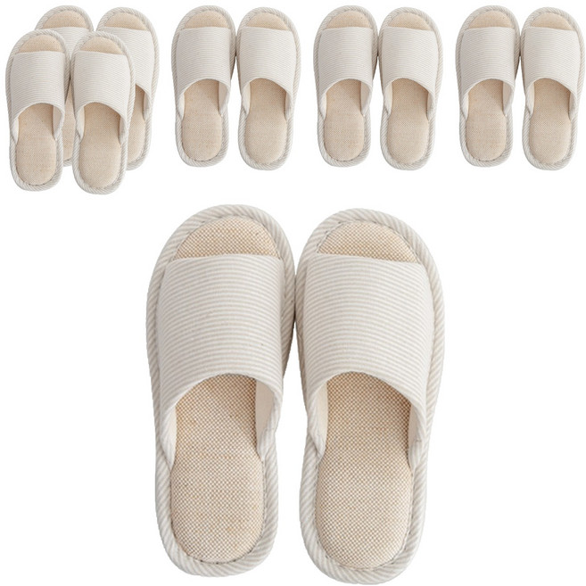 에버하우스 베이직 린넨 스트라이프 거실화, 아이보리, 6개