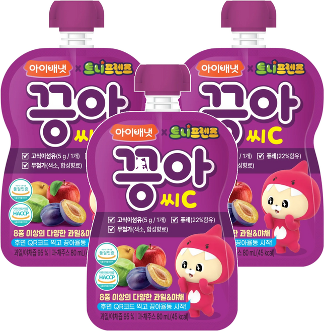 韓國 ivenet 蔬果泥C 葡萄蘋果風味, 80ml, 3包