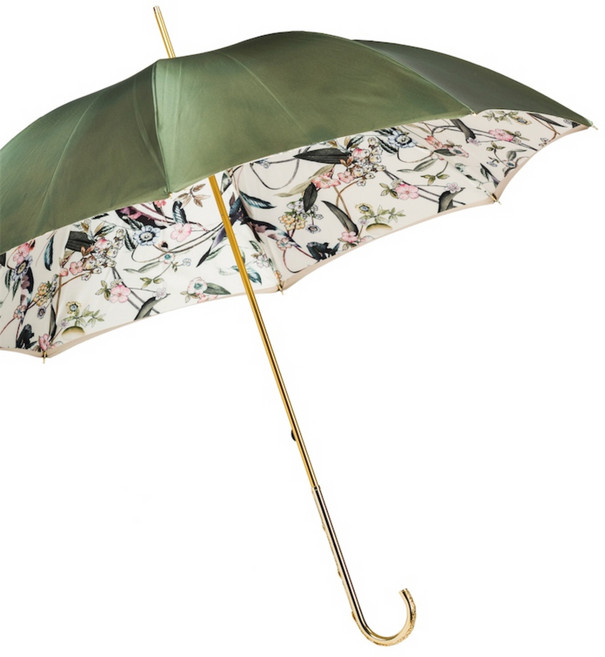 파소티 여성용 우먼플라워 올리브 더블클로스 주얼드 브라스 수동 우산 WD455C22