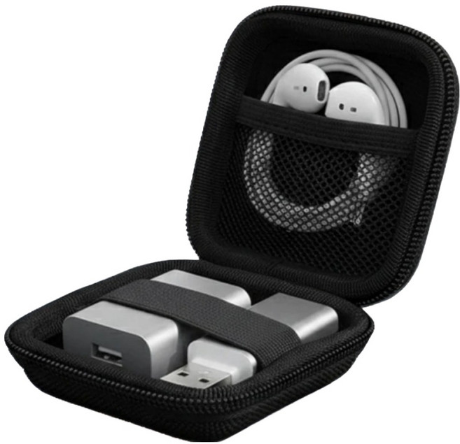 소요샵 이어폰 악세서리 파우치 케이스, 블랙, 1개