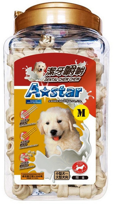 A star 潔牙嚼嚼骨結 M, 牛奶, 1.3kg, 1桶