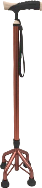 感恩使者 拐杖 手杖 單手拐 四腳 站立式 加固型 伸縮拐杖 鋁合金 ZHCN1913-A M(長 71~94cm), 閃銅色, 1支