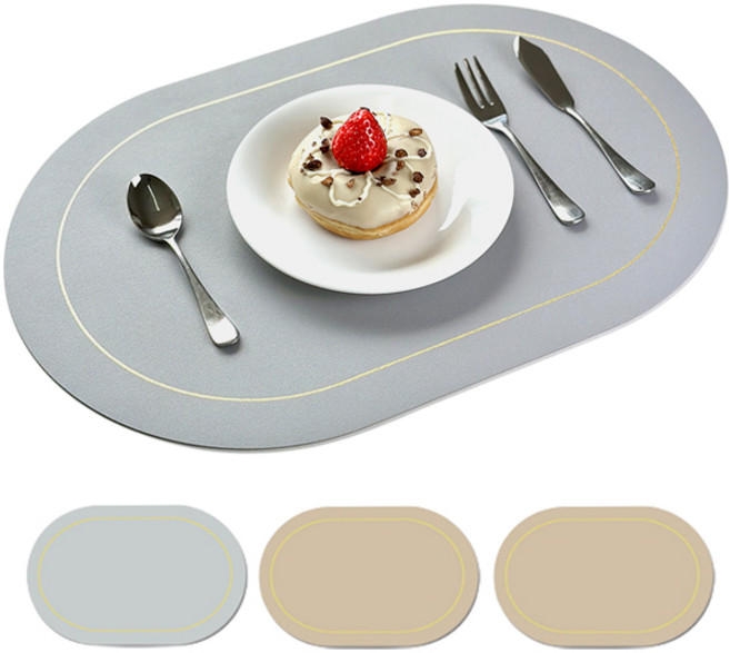 브리뷰 라일리 무독성 양면 식탁매트 4매 세트, 그레이 + 베이지, 45 X 30 cm, 1세트