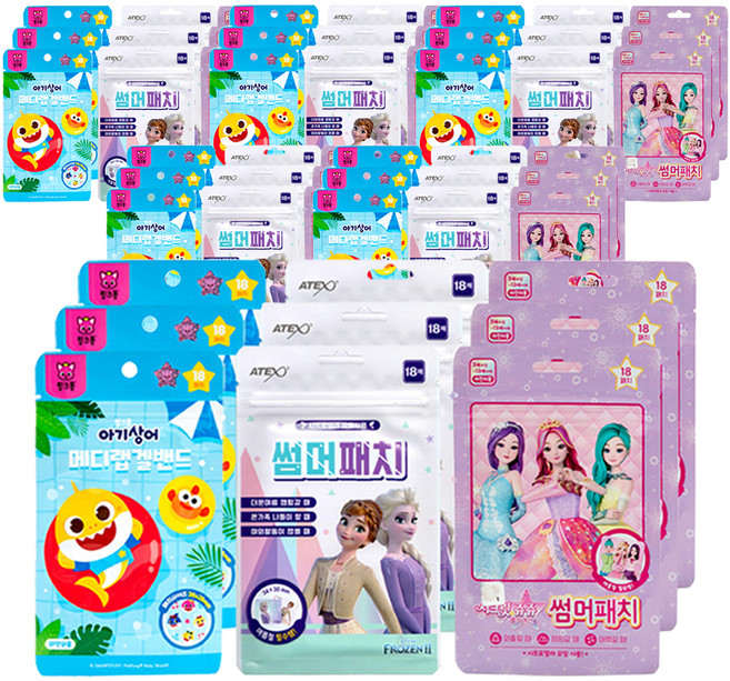 아텍스 메디랩 핑크퐁 겔 밴드 원형 3p + 겨울왕국 2 썸머패치 시트로넬라오일 3p + 시크릿쥬쥬 썸머패치 시트로넬라오일 3p, 6세트