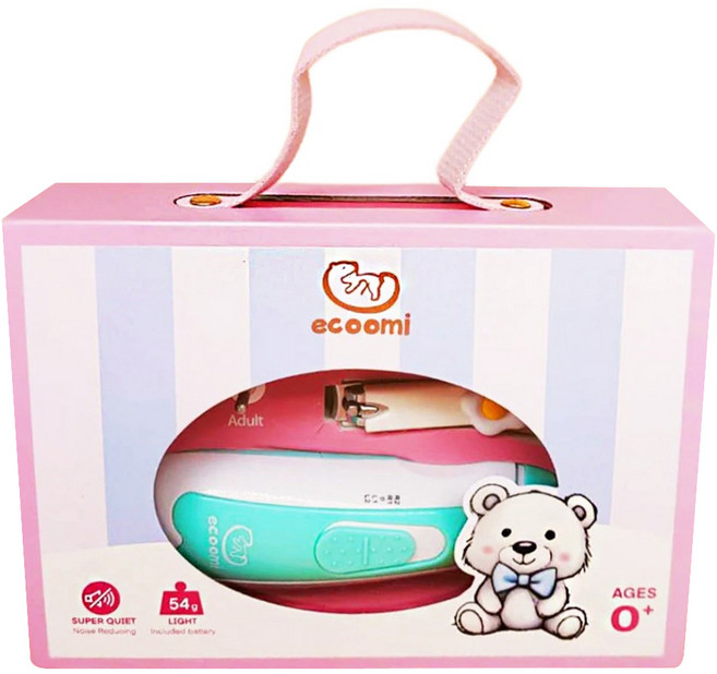 Ecoomi 電池款磨甲機禮盒組 超靜音 超輕量54g 0歲+, 藍色, 1組