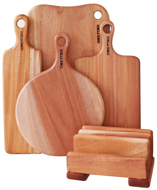 스텔라홈즈 마호가니 플레이팅 통원목도마 5종세트 B타입, 1세트, 롱슬림 + 원형 + 베이직사각 + 라운드사각 대 + 거치대