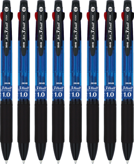 자바펜 제트3볼 멀티펜 1.0mm, 블루, 8개입