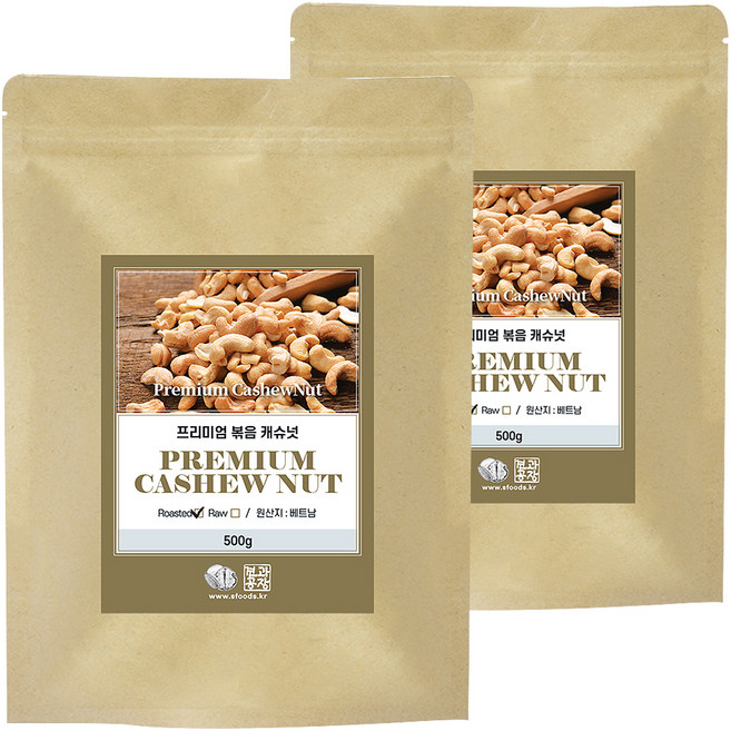 프리미엄 볶음 캐슈넛 w320, 500g, 2개