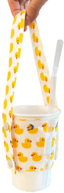 길이조절 끈 텀블러백 밴드 똑딱이형, 옐로우 러버덕, 1개