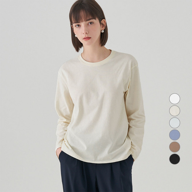 ELLE PARIS 여성 릴렉스핏 긴팔 티셔츠